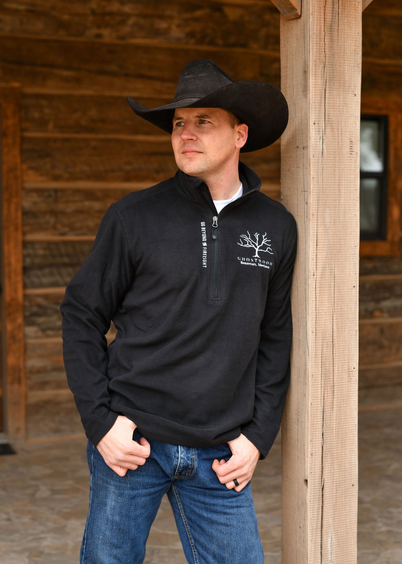 Ghostwood Black 1/4 zip Pullover Fleece Sweatshirt