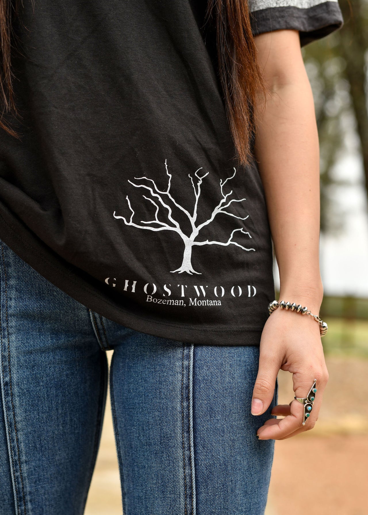 Women's Ghostwood  Ringer Tee  (scoop neck)